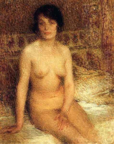 A Seated Nude Oil Painting by Ernest Joseph Laurent