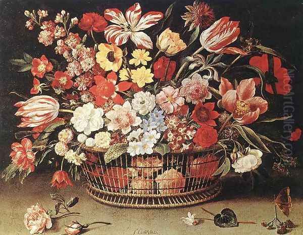 Basket of Flowers Oil Painting by Jacques Linard