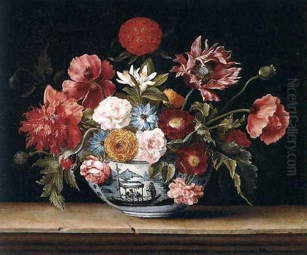 Chinese Bowl with Flowers Oil Painting by Jacques Linard