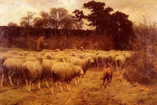 Return of the Flock Oil Painting by Cornelis van Leemputten