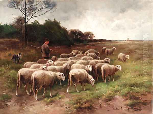 Out to pasture Oil Painting by Cornelis van Leemputten