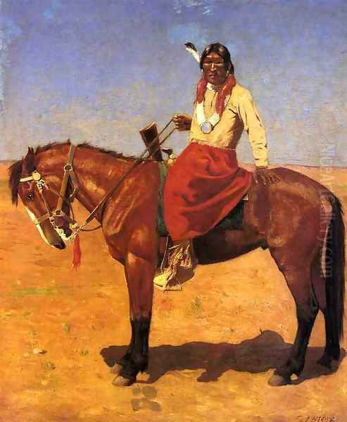 Apache Indian on Horseback Oil Painting by Gaspard Latoix