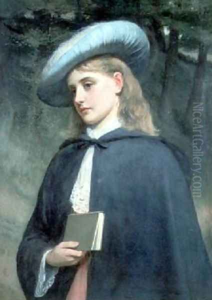 Girl Holding a Book Oil Painting by Charles Sillem Lidderdale