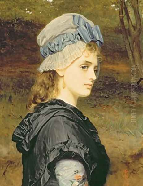 A Girls Head 1875 Oil Painting by Charles Sillem Lidderdale