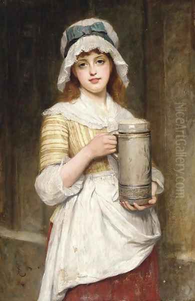 The young barmaid Oil Painting by Charles Sillem Lidderdale