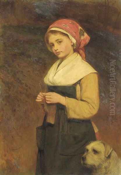 Knitting 2 Oil Painting by Charles Sillem Lidderdale