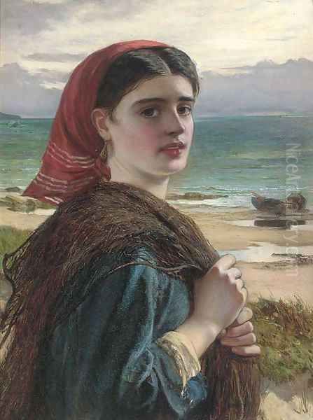 A fisher girl Oil Painting by Charles Sillem Lidderdale