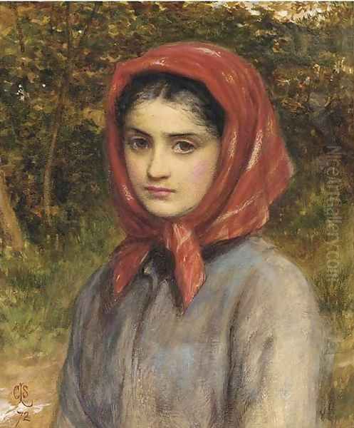 A study of a gipsy Oil Painting by Charles Sillem Lidderdale