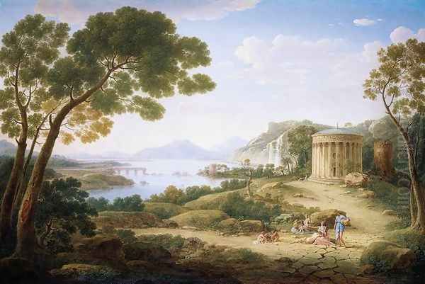 Classical Landscape 1749 Oil Painting by Hendrik Frans van Lint (Studio Lo)