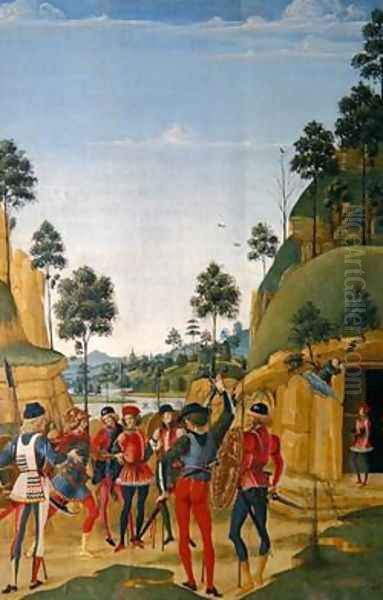 Arrest of a young man and his liberation by St Bernardino of Siena 1380-1444 Oil Painting by Fiorenzo di Lorenzo