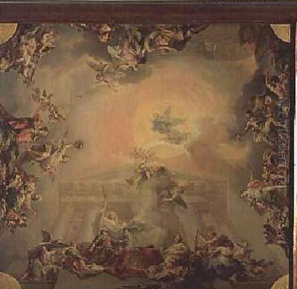 Sketch for a ceiling painting The Institution of the Order of St Charles III Oil Painting by Vicente Lopez y Portana