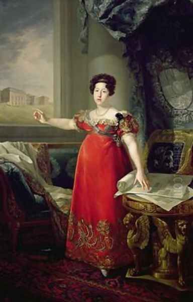 Queen Dona Maria Isabel de Braganza 1829 Oil Painting by Vicente Lopez y Portana