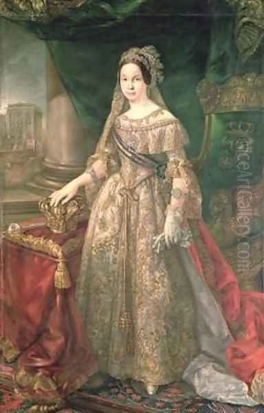 Queen Isabella II 1830-1904 1843 Oil Painting by Vicente Lopez y Portana