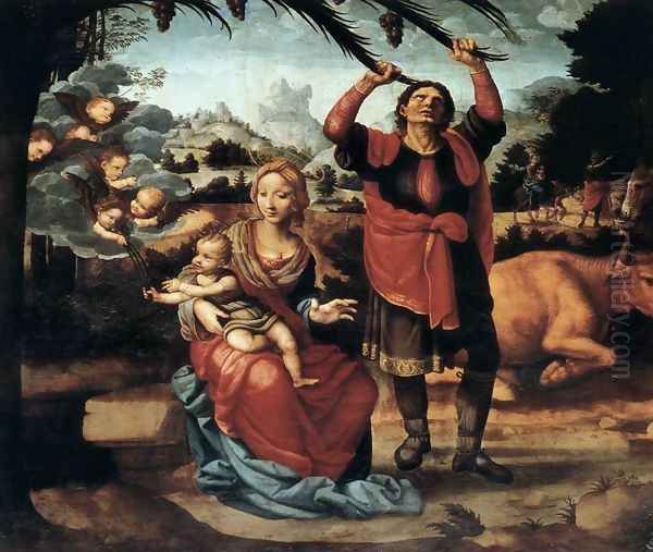 Rest during the Flight to Egypt 1507 Oil Painting by Fernando Llanos