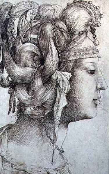 Woman with Elaborate Head-dress Oil Painting by Jacopo Ligozzi