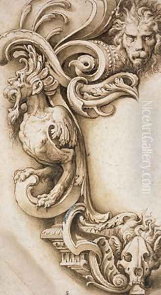 Grotesque Scroll Oil Painting by Jacopo Ligozzi