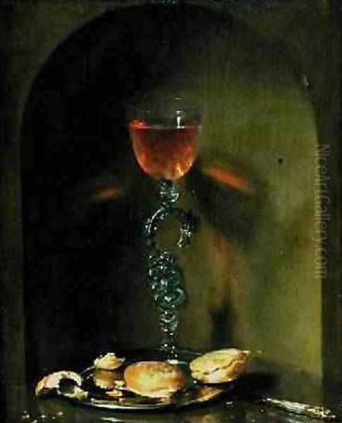 Still Life with Bread and Wine Glass Oil Painting by Isaac Luttichuys