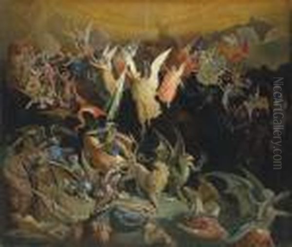 The Fall Of The Rebel Angels Oil Painting by Gustave Dore