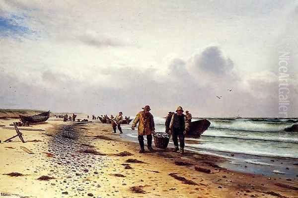 Bringing In The Catch, Skagen Oil Painting by Holger Lubbers