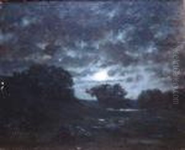 Paysage Au Clair De Lune Oil Painting by Gustave Dore