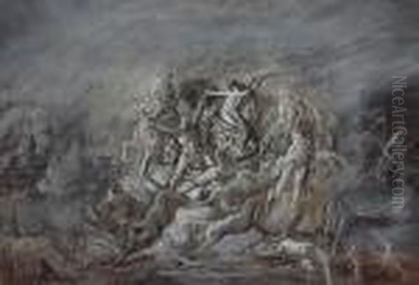 A Mythological Scene With Figures Arising From The Waters Oil Painting by Gustave Dore