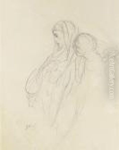 A Study Of The Virgin (recto And Verso) Oil Painting by Gustave Dore