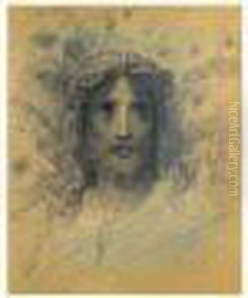 Tete De Christ A La Couronne D'epines Oil Painting by Gustave Dore