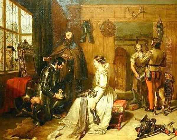 A Parting Benediction Speak Truly In The Knighthood And Thine Oath Oil Painting by Charles Landseer