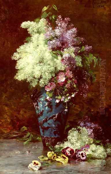 Fleurs Oil Painting by Albert-Tibulle Furcy De Lavault