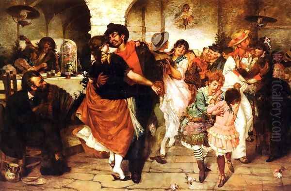 Mazurka Dance Oil Painting by Egisto Lancerotto