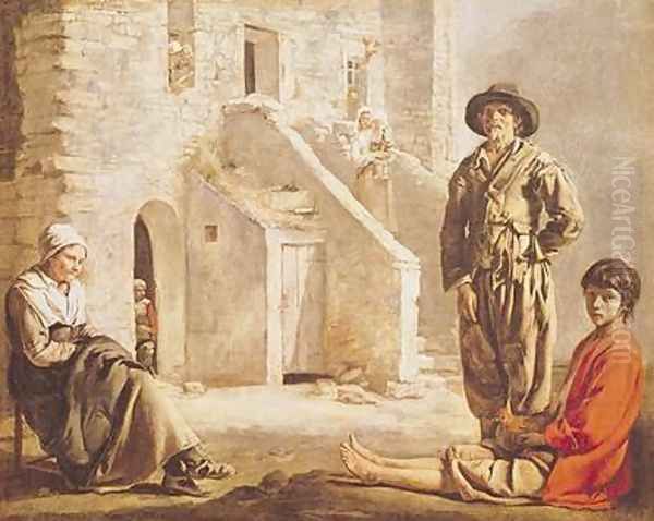 Peasants Before their House Oil Painting by Louis Le Nain