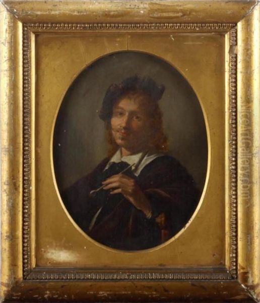 Portrait Of S Gentleman With A Clay Pipe Oil Painting by Gerrit Dou