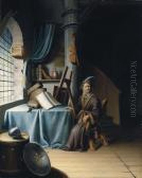 A Scholar In His Study Oil Painting by Gerrit Dou