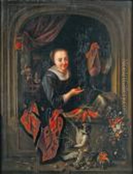 La Jolie Cuisiniere Oil Painting by Gerrit Dou