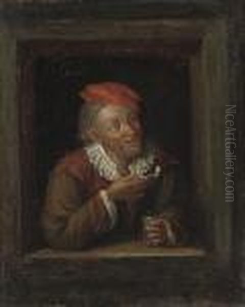 A Peaceful Smoke Oil Painting by Gerrit Dou