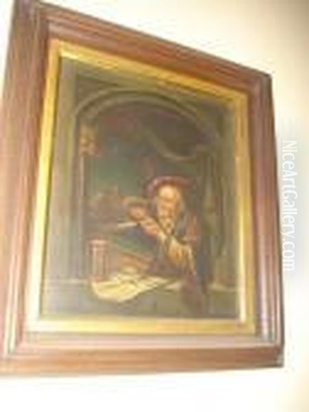 A Man In His Study Oil Painting by Gerrit Dou