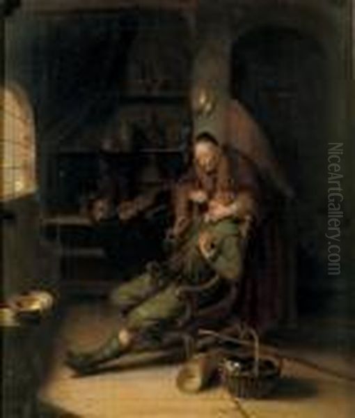 The Dentist At Work Oil Painting by Gerrit Dou