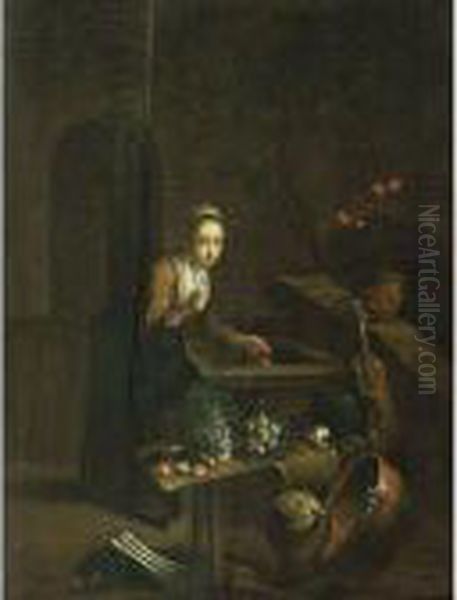 Cuoca Nel Cortile by Gerrit Dou