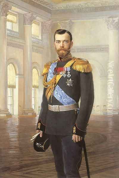 Emperor Nicholas II 1900s Oil Painting by Earnest Lipgart