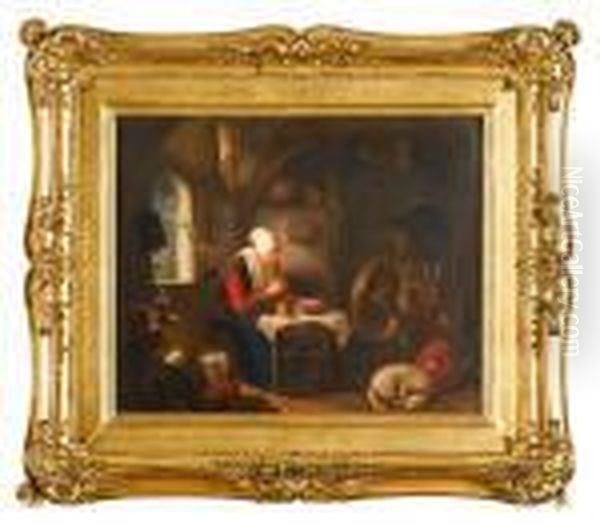 The Spinner's Grace Oil Painting by Gerrit Dou