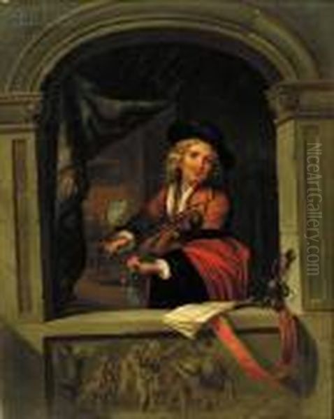 Violinist At The Window Oil Painting by Gerrit Dou