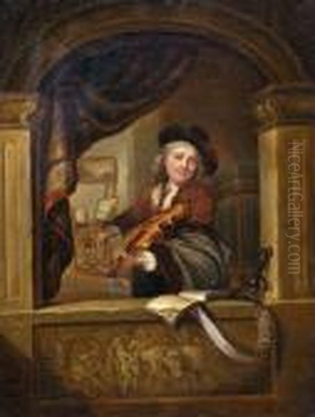 Der Violinspieler. Der Alte Schulmeister Oil Painting by Gerrit Dou