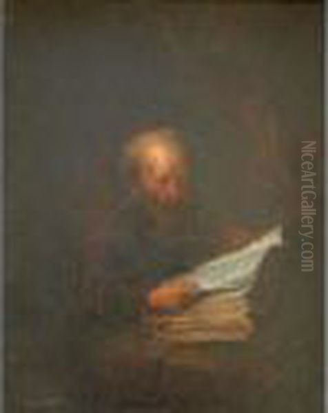 A Hermit Monk Reading A Book, Possibly St. Jerome Oil Painting by Gerrit Dou