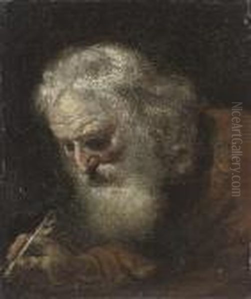 Head Of An Old Man Oil Painting by Gerrit Dou