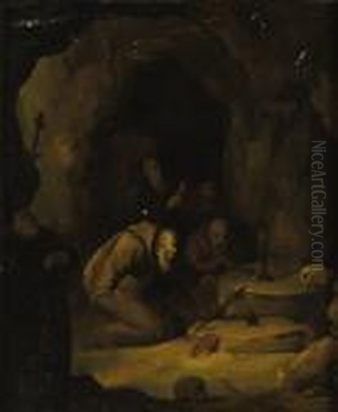 St. Francis And Hermits In Prayer Oil Painting by Gerrit Dou