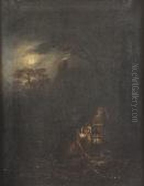 In Einer Vollmondnacht. Oil Painting by Gerrit Dou