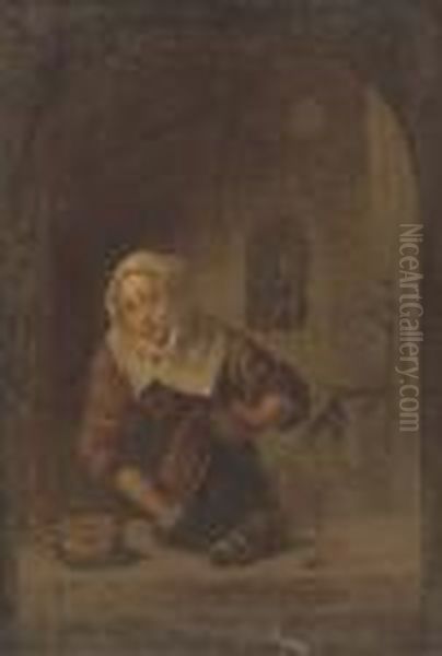 A Lady Washing At A Casement Oil Painting by Gerrit Dou