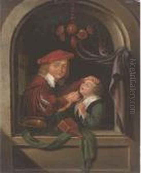 A Dentist With A Patient At A Casement Oil Painting by Gerrit Dou