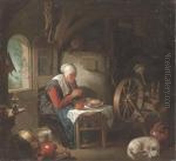 The Prayer Of The Spinner Oil Painting by Gerrit Dou