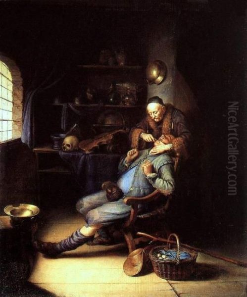 The Dentist Oil Painting by Gerrit Dou